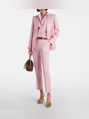 SELECTED FEMME Pink Jackard Double Breasted Blazer Size 36